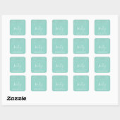 Sticker Carré 60e anniversaire Mint Green Silver Confetti (Feuille)