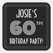 Sticker Carré 60e fête d'anniversaire : Art Déco Style & Nom per (Devant)