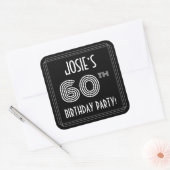 Sticker Carré 60e fête d'anniversaire : Art Déco Style & Nom per (Enveloppe)