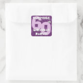 Sticker Carré 60e SURPRISE Anniversaire Violet Fireworks V03 (Sac)