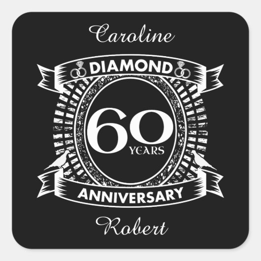 Sticker Carré 60ème jour de l'anniversary (Devant)