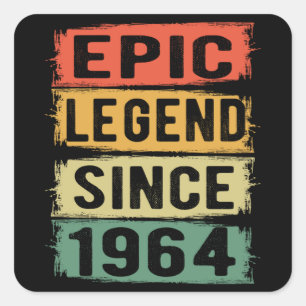 Sticker Carré 61 ans Anniversaire 1964 Epic Legend 61e anniversa