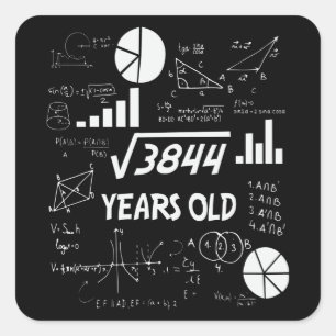 Sticker Carré 62 ans Enseignant en mathématiques Anniversaires 6