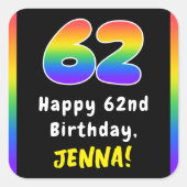 Sticker Carré 62e anniversaire : Rainbow Spectrum # 62, Nom pers (Devant)