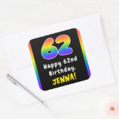 Sticker Carré 62e anniversaire : Rainbow Spectrum # 62, Nom pers (Enveloppe)