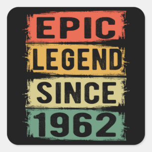 Sticker Carré 63 ans Anniversaire 1962 Epic Legend 63e anniversa