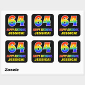 Sticker Carré 64e anniversaire : Bold, amusant, simple, arc-en-c (Feuille)