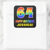 Sticker Carré 64e anniversaire : Bold, amusant, simple, arc-en-c (Sac)
