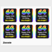 Sticker Carré 64e anniversaire : Rainbow Spectrum # 64, Nom pers (Feuille)