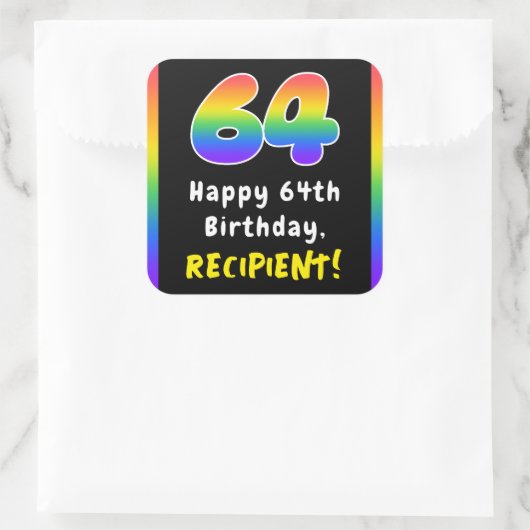 Sticker Carré 64e anniversaire : Rainbow Spectrum # 64, Nom pers (Sac)