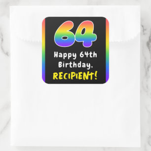 Sticker Carré 64e anniversaire : Rainbow Spectrum # 64, Nom pers