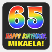 Sticker Carré 65e anniversaire : audacieux, amusant, simple, arc (Devant)