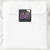 Sticker Carré 65e anniversaire néon Connexion Noir (Sac)