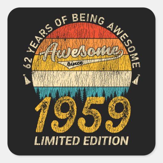 Sticker Carré 66 Ans 1959 Retro Awesome 66e anniversaire Cadeau (Devant)