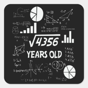 Sticker Carré 66 Ans Enseignant en mathématiques Anniversaires 6