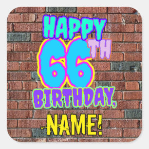 Sticker Carré 66e anniversaire - Amusant, Graffiti urbain inspir