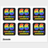 Sticker Carré 66e anniversaire : Bold, Fun, Simple, Rainbow 66 (Feuille)