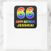 Sticker Carré 66e anniversaire : Bold, Fun, Simple, Rainbow 66 (Sac)