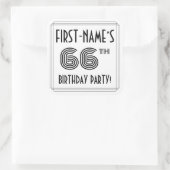 Sticker Carré 66e fête d'anniversaire : Style Art Déco + Nom per (Sac)