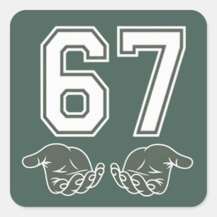 Sticker Carré 67 Main Drôle Six Sept Mème Génération Alpha