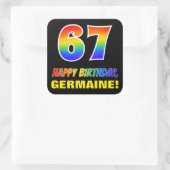 Sticker Carré 67e anniversaire : Bold, amusant, simple, arc-en-c (Sac)
