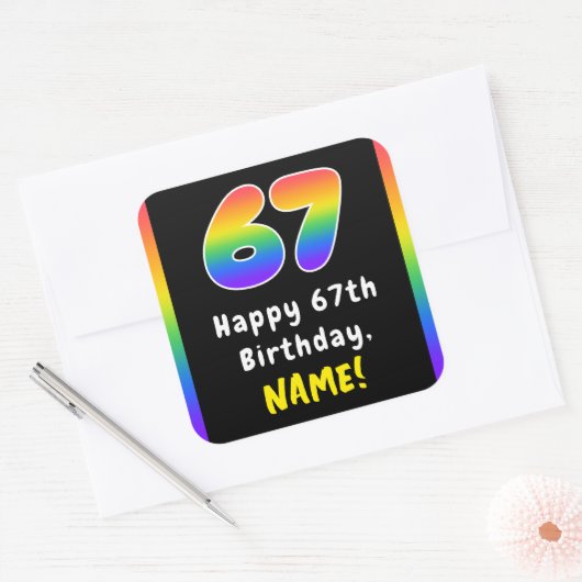Sticker Carré 67e anniversaire : Rainbow Spectrum # 67, Nom pers (Enveloppe)