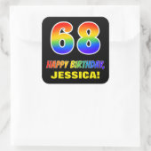 Sticker Carré 68e anniversaire : Bold, amusant, simple, arc-en-c (Sac)