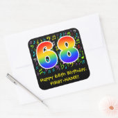 Sticker Carré 68e Birthday: symbole musical colorful, Rainbow 68 (Enveloppe)