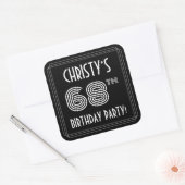 Sticker Carré 68e fête d'anniversaire : Art Déco Style & Nom per (Enveloppe)
