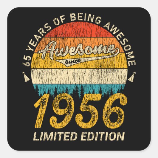 Sticker Carré 69 Ans 1956 Retro Awesome 69e anniversaire Cadeau (Devant)