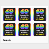 Sticker Carré 69e anniversaire : Rainbow Spectrum # 69, Nom pers (Feuille)