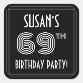 Sticker Carré 69e fête d'anniversaire : Art Déco Style & Nom per (Devant)