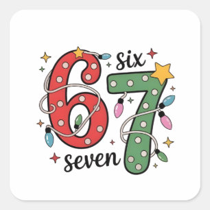 Sticker Carré 6 7 Six Seven Main Génération Z Alpha Meme Argot X