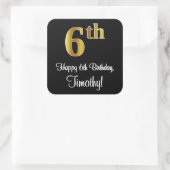 Sticker Carré 6e anniversaire - Elégant luxe Faux Gold Look # (Sac)