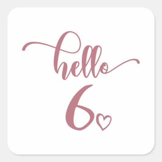 Sticker Carré 6e anniversaire Filles Hello Six mignons Enfants d (Devant)