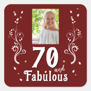 Sticker Carré 70 et fabuleux Foliage Rouge 70e anniversaire Phot