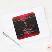 Sticker Carré 70 Fabuleux 70e anniversaire de fête Roses rouges (Enveloppe)