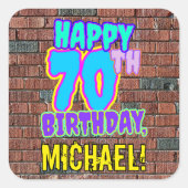 Sticker Carré 70e anniversaire - Amusant, Graffiti urbain inspir (Devant)