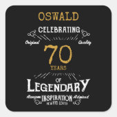 Sticker Carré 70e anniversaire Black Gold Legendary Retro (Devant)