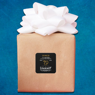 Sticker Carré 70e anniversaire Black Gold Legendary Retro
