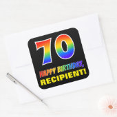 Sticker Carré 70e anniversaire : Bold, amusant, simple, arc-en-c (Enveloppe)