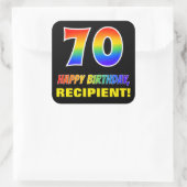 Sticker Carré 70e anniversaire : Bold, amusant, simple, arc-en-c (Sac)