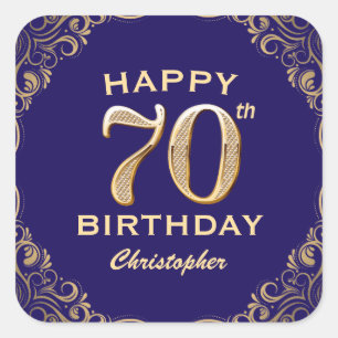 Sticker Carré 70e anniversaire de la Parties scintillant marine