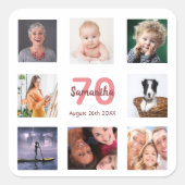 Sticker Carré 70e anniversaire fête photo collage (Devant)