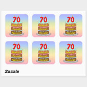 Sticker Carré 70e anniversaire : Fun Cake and Candles + Nom pers (Feuille)
