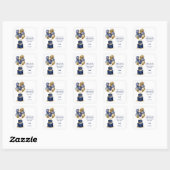 Sticker Carré 70e anniversaire Marine Blue Balloon Cake Merci (Feuille)