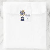 Sticker Carré 70e anniversaire Marine Blue Balloon Cake Merci (Sac)