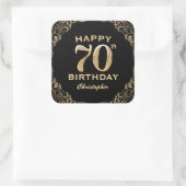 Sticker Carré 70e anniversaire Parties scintillant noir et or ca (Sac)