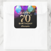 Sticker Carré 70e fête d'anniversaire Ballons noirs et or (Sac)