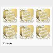 Sticker Carré 70e Joyeux Motif de numéros Gold/White (Feuille)
